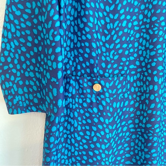 Jude Connally navy blue and teal Long Sleeve Dress with pockets - Picture 2 of 6